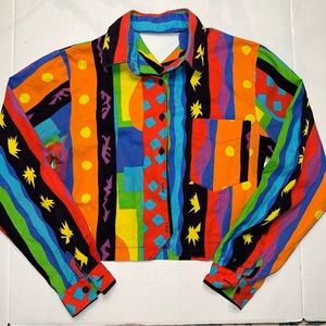 Vintage Circle T By Marilyn Lenox Cropped Shirt Size XS